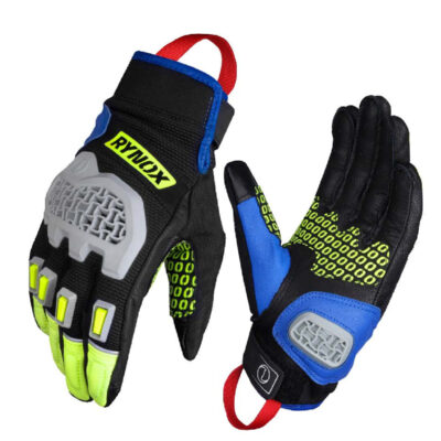 RYNOX GRAVEL DUALSPORT GLOVES – HI-VIZ GREEN BLUE