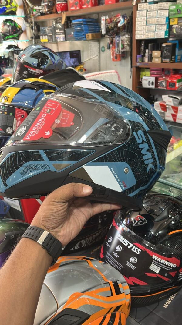 SMK Gullwing Tekker Black Grey Blue Gloss Helmet - Image 2